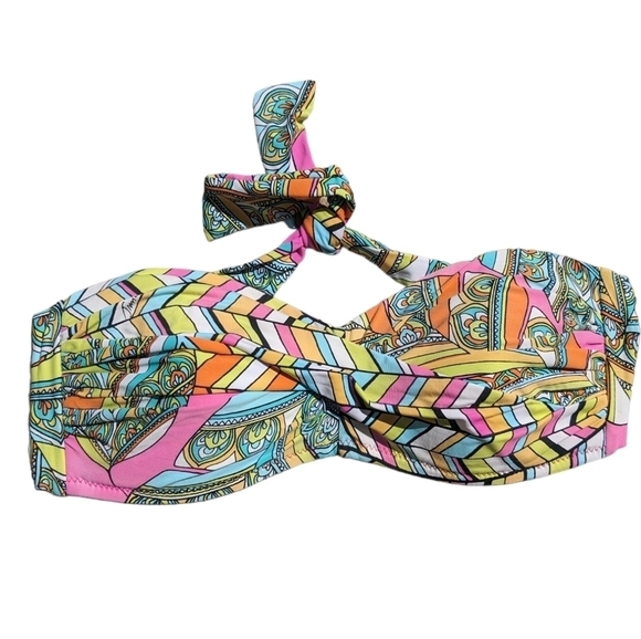 Trina Turk Tuvalu Molded Cup Twisted Bandeau Bikini Top Sz 6 - Picture 1 of 4